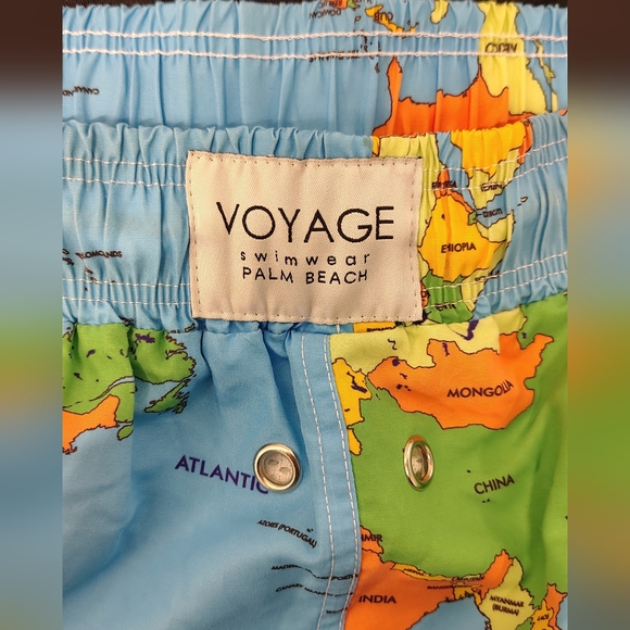 $150 VOYAGE SWIMWEAR MEN'S Sz S WORLD GLOBAL MAP SWIM TRUNKS ASO Justin Anderson - Picture 8 of 11